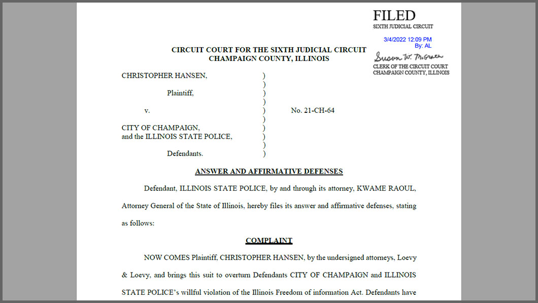 Illinois State Police Respond to FOIA Lawsuit Months Past Due