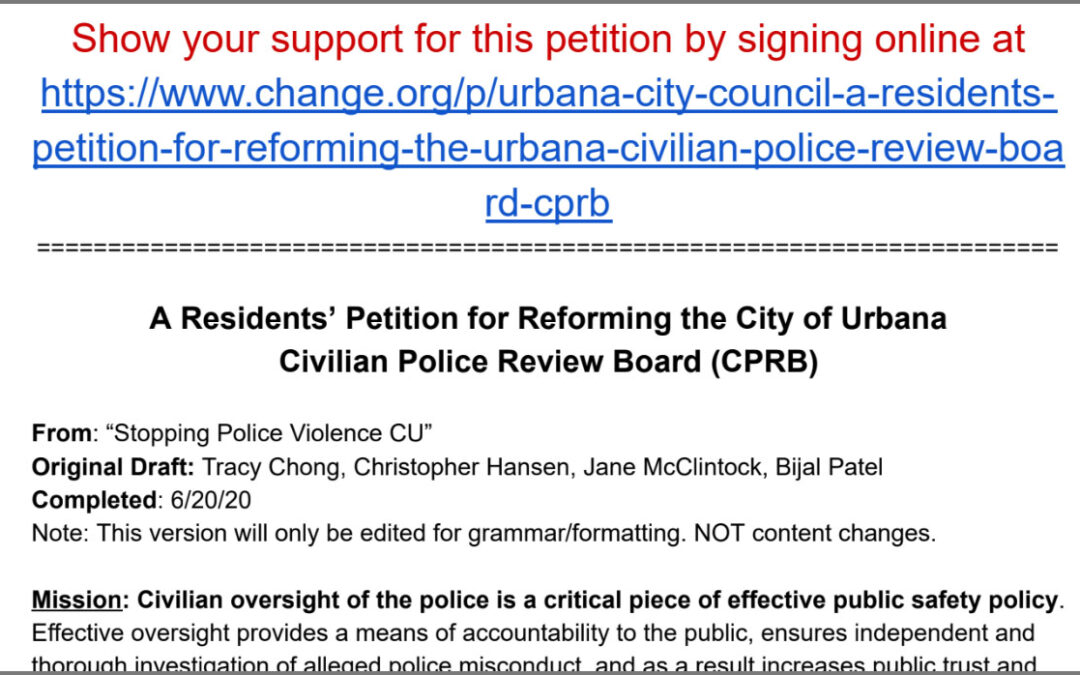 Urbana Residents File Petition Demanding Changes in Police Review